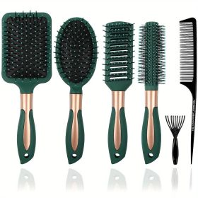 6pcs Hairdressing Comb Brush Set Paddle Air Cushion Comb Oval Air Bag Comb Rib Comb Round Curling Comb Rat Tail Comb Hair Brush Cleaning Comb