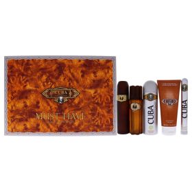 Cuba Gold Must Have by Cuba for Men - 5 Pc Gift Set 3.3oz EDT Spray; 1.17oz EDT Spray; 3.3oz After Shave; 6.7oz Body Spray; 6.7oz Shower Gel