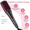 Enhanced Ceramic Hair Straightener Brush by MiroPure, 2-in-1 Ionic Straightening Brush with Anti-Scald Feature, Auto Temperature Lock & Auto-Off Funct