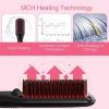 Enhanced Ceramic Hair Straightener Brush by MiroPure, 2-in-1 Ionic Straightening Brush with Anti-Scald Feature, Auto Temperature Lock & Auto-Off Funct