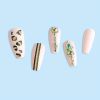 Gorgeous Leopard Press On Nails Fake Nails Acrylic Ballet Nails Rhinestone Design Adhesive Nails For Women And Girls 24 Pcs