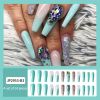 24pcs Colorful Rhinestone French Tip Press On Nails with Blue Glitter Gems - Full Cover Acrylics for Women - Stick On False Nails with Nail Glue