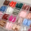 576 Pcs,French Medium Solid Color Ballerina Press On Nails,Full Cover Coffin Fake Nails,Glossy False Nails For Women And Girls,24 Colors