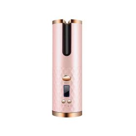 LED Screen Electric Automatic Curling Iron 3000mAh Mini Portable Thermostatic Curling Iron Three Levels Different Volume Electric Curling Iron For Tra (Color: Pink)