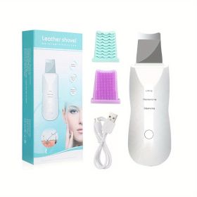 Ultrasonic Facial Cleansing Brush - Deep Cleansing and Blackhead Removal with Vibration Massage (Color: White)