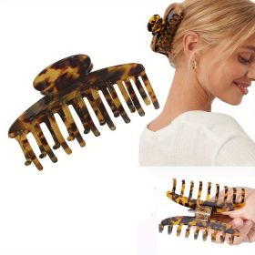 2pcs Non-Slip Banana Clip with Graphic Print - Minimalist Hair Styling Accessory for Vintage Headwear (Color: Dark Leopard)