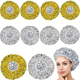 Salon-Quality Disposable Aluminum Foil Hair Dye Cap for Deep Conditioning and Home Use (Color: 5 Gold And 5 Silver (5 Gold And 5 Silver))