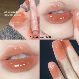 6-color Lustrous Lip Gloss with Dewy Finish - Transparent, Plumping, Moisturizing, Anti-Dryness - Enhance Your Lips' Natural Beauty (Color: 01# Almond Milk)