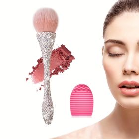 Crystal Mineral Powder Brush Nail Dust Brush Kabuki Makeup Brush Soft Fluffy Face Contouring Brush Blush Brush For Large Coverage Loose Powder Bronzer (Color: White Diamond Little Demon Loose Powder Blush Brush + Scrub)