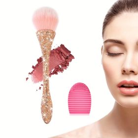 Crystal Mineral Powder Brush Nail Dust Brush Kabuki Makeup Brush Soft Fluffy Face Contouring Brush Blush Brush For Large Coverage Loose Powder Bronzer (Color: Gold Diamond Little Demon Loose Powder Blush Brush + Scrub)