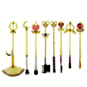 8pcs Anime Makeup Brushes Set, Anime Metal Magic Wand Handle Makeup Brushes Professional, Eye/Face/Lip Makeup Brushes Tool Sets & Kits Cosplay (Style: Cute Brush)