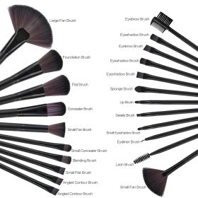 22 Piece Makeup Brush Set; Professional Black Foundation Eyeshadow Brush with Storage Bag for Girls (default: default)