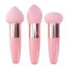 3pcs Professional Makeup Sponge Set with Handle - Blend Foundation and Concealer Effortlessly with Wedge Shaped Beauty Blender